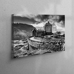 large wall art, canvas home decor, canvas art, eilean donan castle art canvas, landscape artwork, castle canvas art