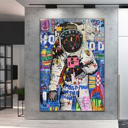 banksy astronaut pop art canvas print, banksy art, astronaut graffiti, street graffiti wall art, banksy astronaut poster