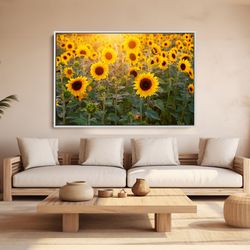 sunflower horizontal wall art, sunflower wall decor, sunflower canvas decor, sunflower home decor, sunflower photo poste