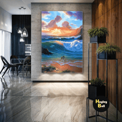 love wall art, romantic canvas art, sea wall decor, living room wall decor, roll up canvas, stretched canvas art, framed