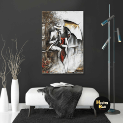 lover wall art, couple canvas art, elegant wall decor, roll up canvas, stretched canvas art, framed wall art painting