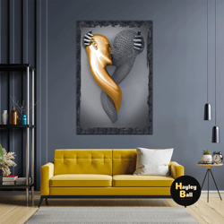 metal wall art, kissing lover canvas art, gold detailed, modern wall decor, roll up canvas, stretched canvas art, framed