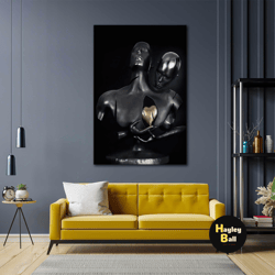 metal wall art, lover canvas art, gold heart wall art, modern wall decor, roll up canvas, stretched canvas art, framed w