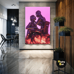 metal wall art, romantic canvas art, lover wall art, modern wall decor, roll up canvas, stretched canvas art, framed wal