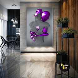 metal wall art, romantic couple canvas art, love wall decor, modern wall art, roll up canvas, stretched canvas art, fram