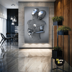 metal wall art, romantic couple canvas art, love wall decor, roll up canvas, stretched canvas art, framed wall art paint