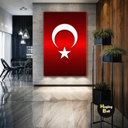 metallic red turkish flag noble roll up canvas, stretched canvas art, framed wall art painting