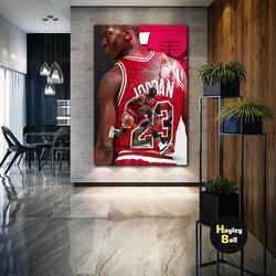 michael jordan wall art, basketball canvas art, nba wall decor, roll up canvas, stretched canvas art, framed wall art pa