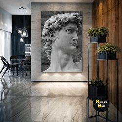michelangelo wall art, statue of david canvas art, modern room wall decor, roll up canvas, stretched canvas art, framed