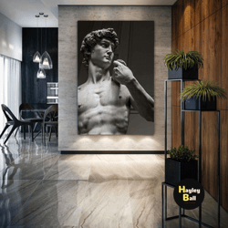 michelangelo wall art, statue of david wall art, modern room wall decor, roll up canvas, stretched canvas art, framed wa