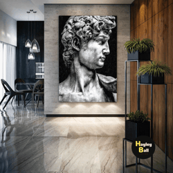 michelangelo wall art, statue of david wall decor, modern room wall decor, roll up canvas, stretched canvas art, framed