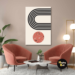 mid century decor, beige terazzo wall art, line art, tile color canvas art, roll up canvas, stretched canvas art, framed