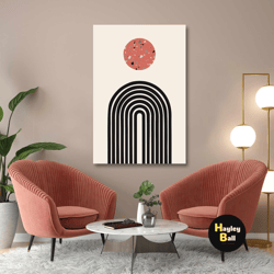 mid century wall decor, terazzo tile color canvas art, lines art, roll up canvas, stretched canvas art, framed wall art