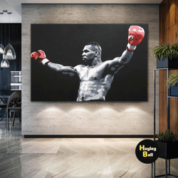 mike tyson boxing red gloves power box roll up canvas, stretched canvas art, framed wall art painting