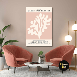 minimal wall art, boho canvas art, pink plant wall decor, roll up canvas, stretched canvas art, framed wall art painting