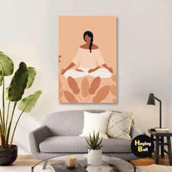 minimal wall art, yoga canvas art, yogi girl wall decor, roll up canvas, stretched canvas art, framed wall art painting