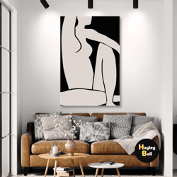 minimal wall decor, woman canvas art, boho wall art decor, roll up canvas, stretched canvas art, framed wall art paintin