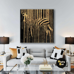 modern gold detailed zebra luxury decorative animal roll up canvas, stretched canvas art, framed wall art painting-2