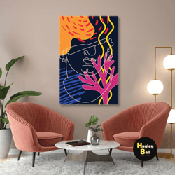 modern wall art, line art canvas, flower canvas art, abstract wall art, roll up canvas, stretched canvas art, framed wal