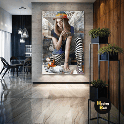 modern wall art, puppet wal decor, living room wall decor, roll up canvas, stretched canvas art, framed wall art paintin