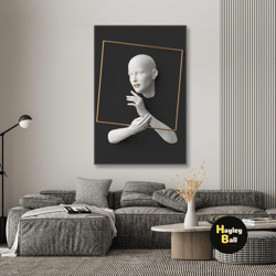 modern wall art, sculpture canvas art, gold detail wall decor, roll up canvas, stretched canvas art, framed wall art pai