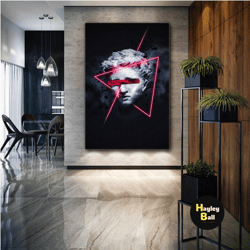 modern wall art, sculpture canvas art, red triangle wall decor, roll up canvas, stretched canvas art, framed wall art pa