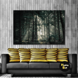 nature landscape forest night tree daylight roll up canvas, stretched canvas art, framed wall art painting