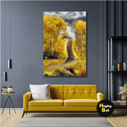 nature road wall art, forest canvas art, nature wall decor, trees wall art, roll up canvas, stretched canvas art, framed