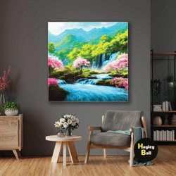 nature wall art, colorful canvas art, cherry blossom wall art, roll up canvas, stretched canvas art, framed wall art pai