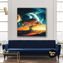 nature wall art, tree canvas art, moon wall art, roll up canvas, stretched canvas art, framed wall art painting