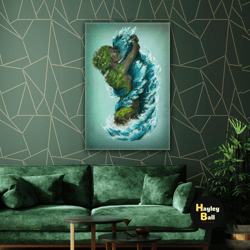 nature woman hugging kiss sea water roll up canvas, stretched canvas art, framed wall art painting