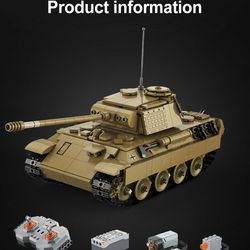 Set Military WW2 RC MOC Panther Tank Bricks Model Kids Toy 61073