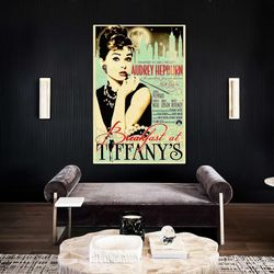 audrey hepburn breakfast at tiffanys movie roll up canvas, stretched canvas art, framed wall art painting