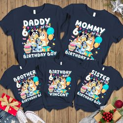 bluey birthday party shirt, personalized bluey family shirt, custom bluey family shirts, custom birthday matching shirt,