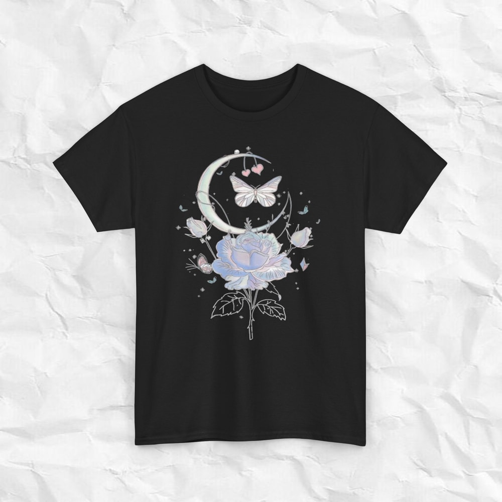 Flower Shirt, Gift For Her, Flower Shirt Aesthetic, Floral Graphic Tee, Pastel Floral Shirt, Ethereal Design, Premium Unisex Cotton Tee.jpg