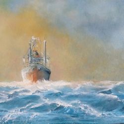 Ship in a stormy sea