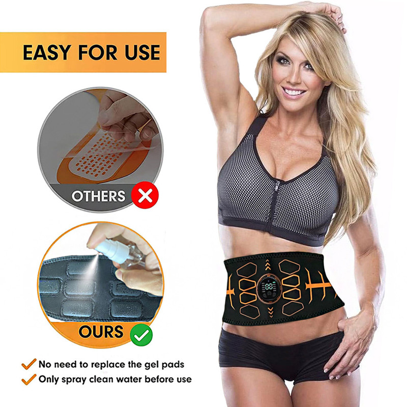 EMS Muscle Stimulator Ab Trainer, Smart Abdominal Toning Belt USB Charge, Body Massager Weight Loss Fitness Equipment