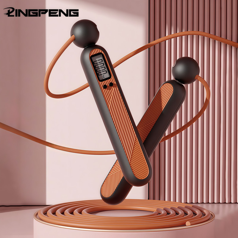 Gym Fitness Cordless Electronic Skipping Rope Speed Counter, Anti slip Smart Skipping Rope with LCD Screen