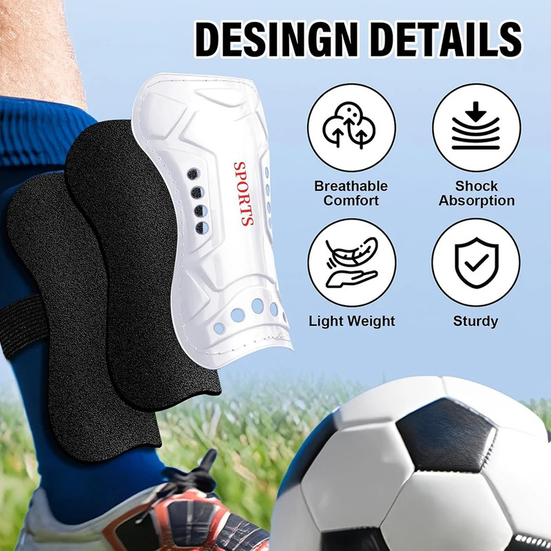 Children Football Calf Protection, Youth Adults Soccer Shin Guards, Leg Pads with Shin Support Straps