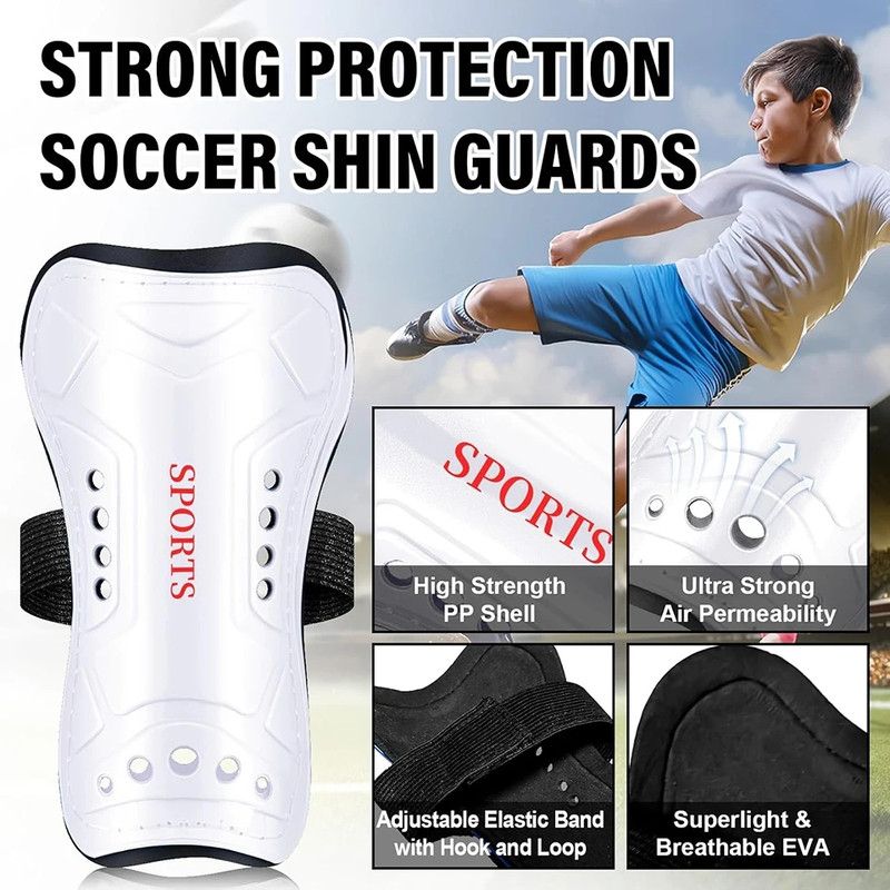 Children Football Calf Protection, Youth Adults Soccer Shin Guards, Leg Pads with Shin Support Straps