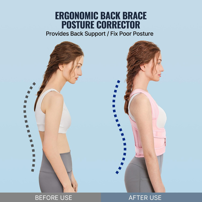 Adjustable Shoulder Straightener, Back Brace Posture Corrector for Women, Support for Upper and Lower Back Pain Relief