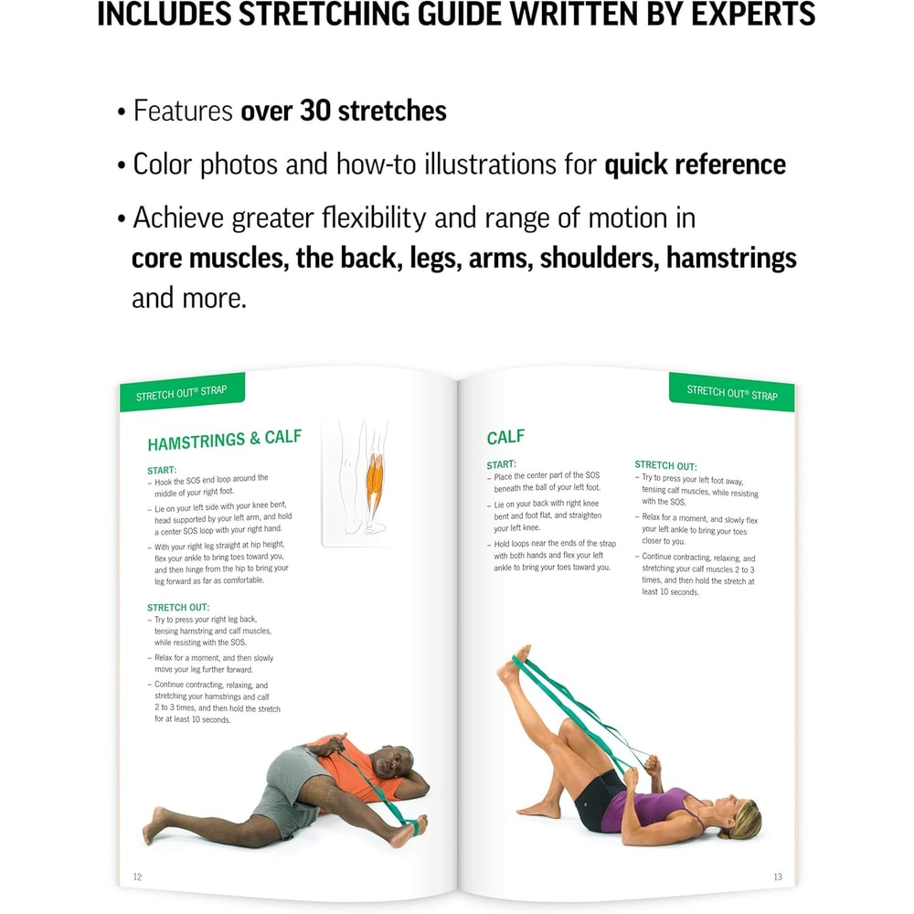 Yoga Stretching Strap USA Made Top Choice, Stretch Out Strap with Exercise Book, Physical Therapy Stretch Straps