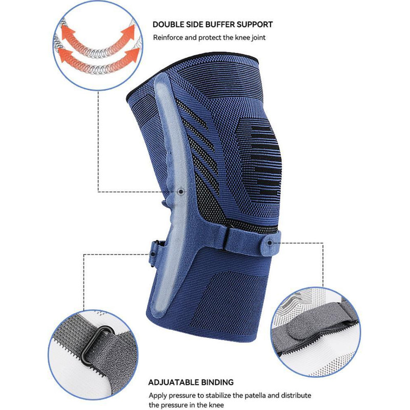 Patella Tendon Strap Kneepad, Knee Compression Sleeve for Knee Pain, Knee Support Brace with Side Stabilizers