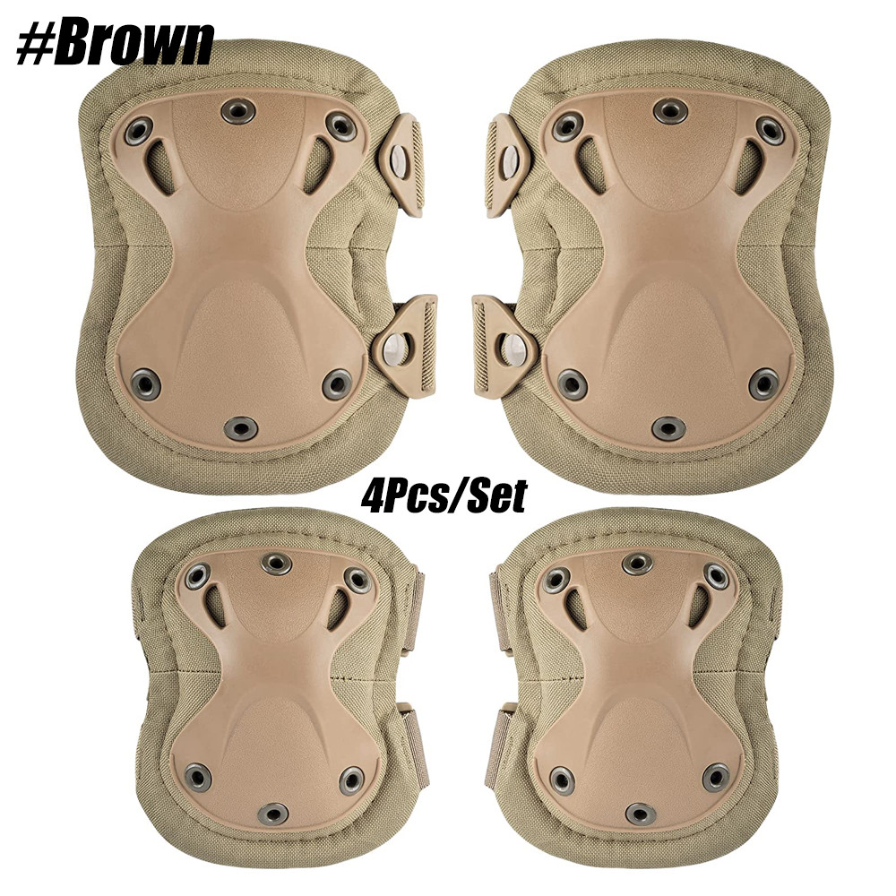 Lightweight Knee & Elbow Pads Set, Military Grade Combat Protection for Airsoft Skateboarding with Adjustable Strap