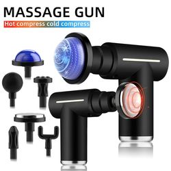 deep handheld percussion massager for body, mini muscle massage gun, back neck leg cold and hot compress fascia gun