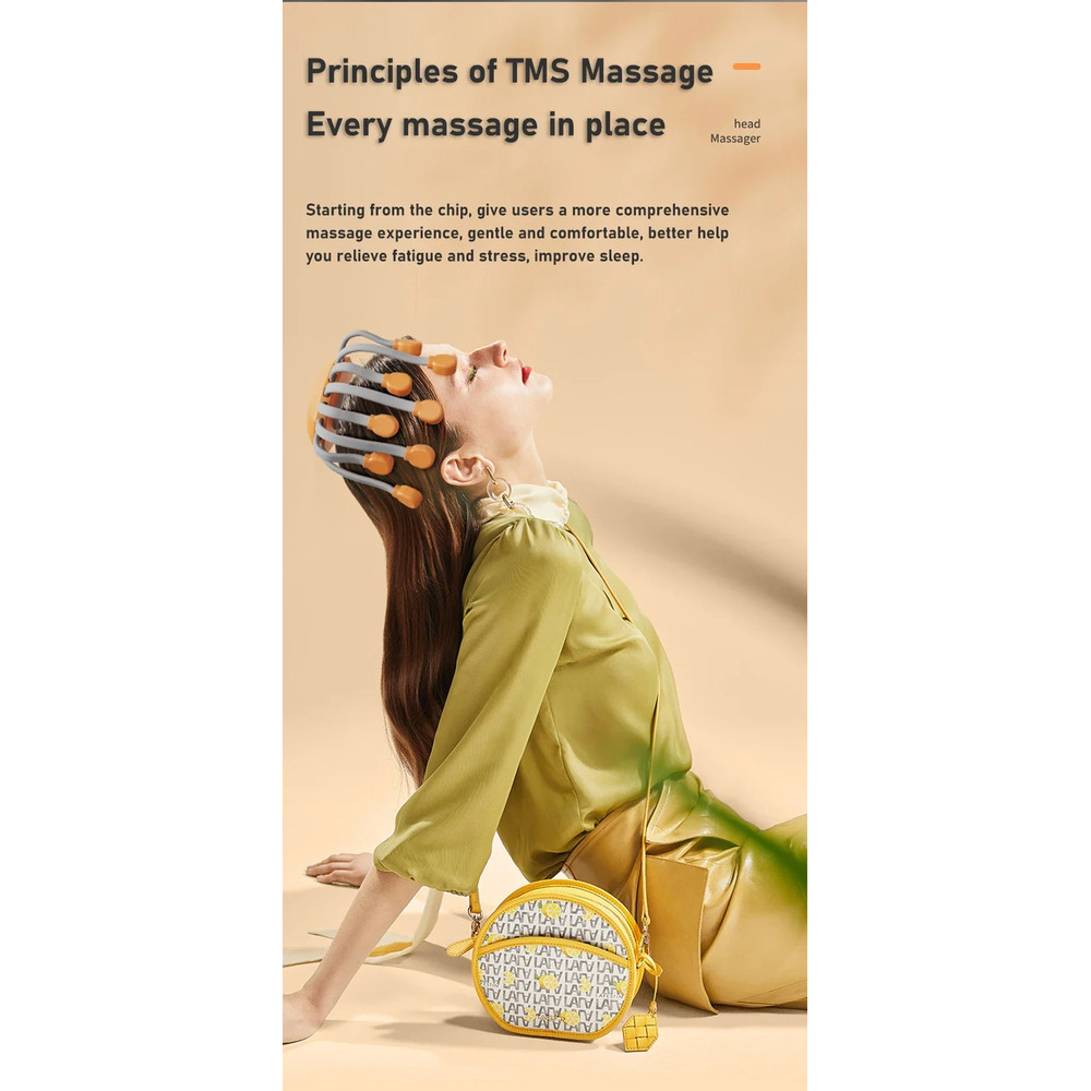 Octopus Scratcher Red Light Vibrator Orange Scalp Massager With 20 Massage Heads For Stress Relief 2