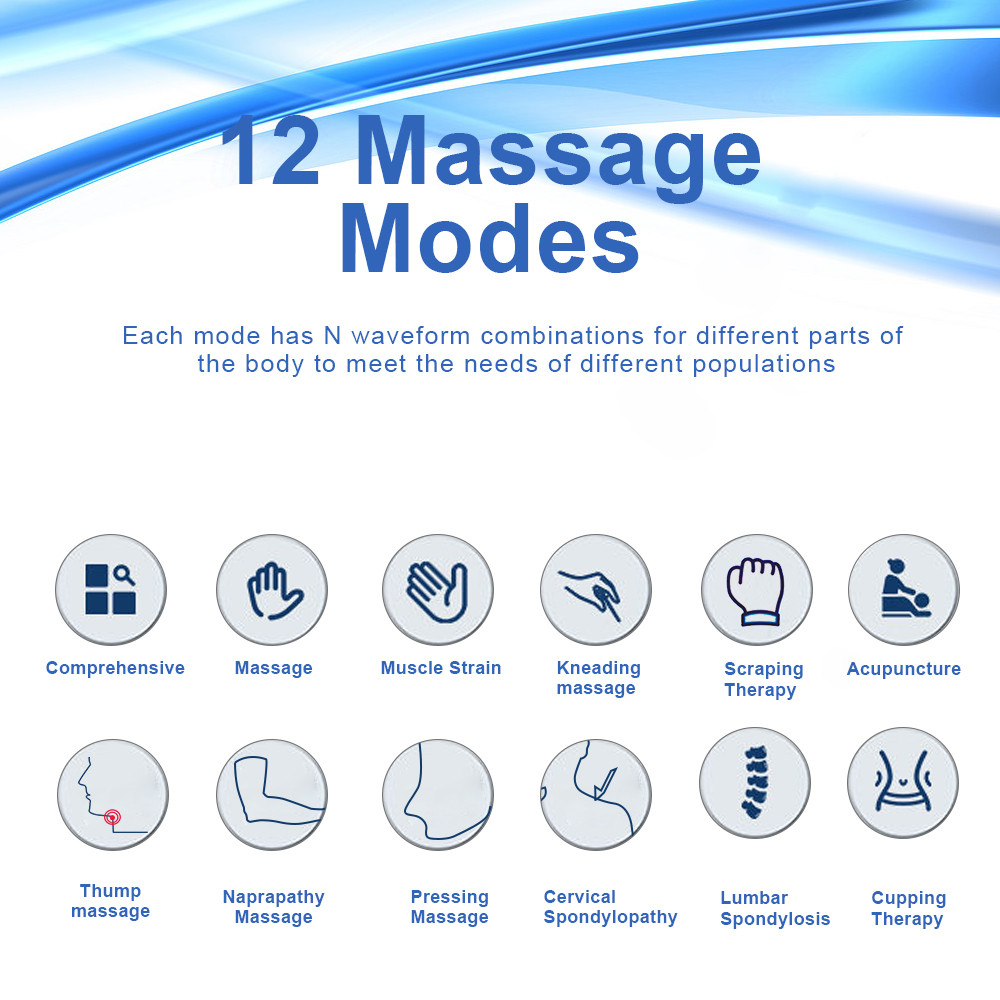 Electronic Pulse Massager Myostimulation Apparatus, 12 Modes Low Frequency Therapy Device, TENS EMS Muscle Stimulator