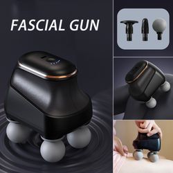 professional fascia massage portable fascia gun, high frequency four-head muscle massager gun for neck shoulder waist