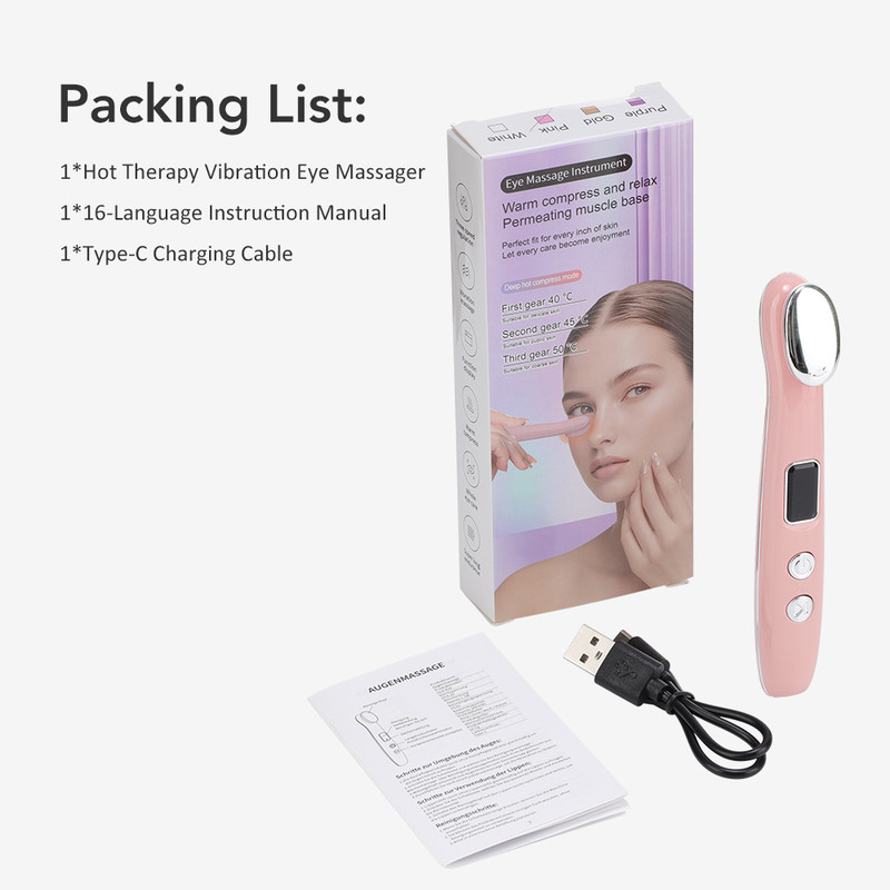 Vibration Eye Massage Device Rechargeable Hot Compress Eye Massager Eye Bags Fine Lines Reduction D 5