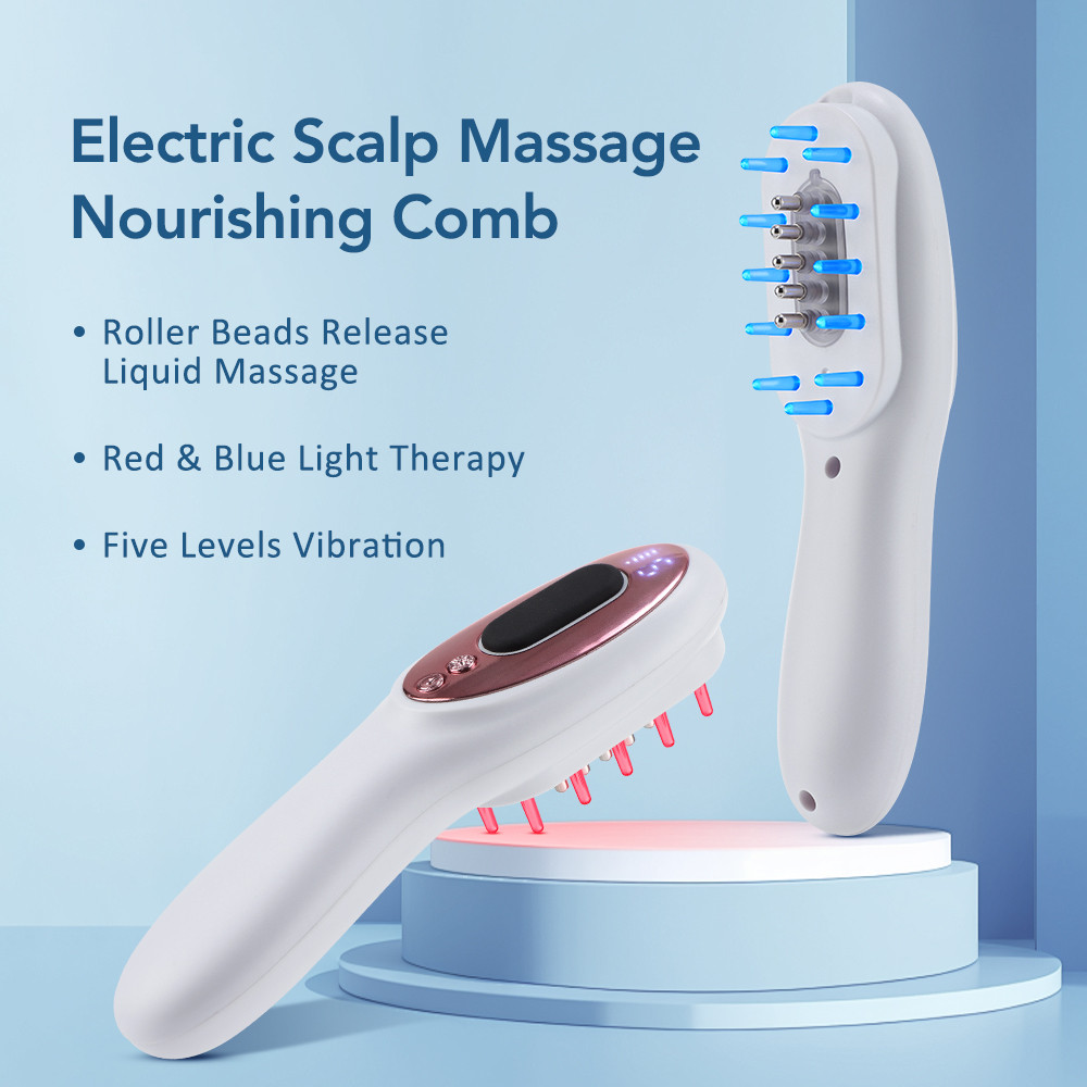 Essence Oil Applicator Massage Comb Electric Massage Comb Scalp Applicator With Blue Red Light Hair 2